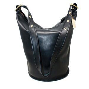 Coach Ltd Ed Reissue of XL Duffel Style 17998 in BLACK Leather, Feedbag 9085